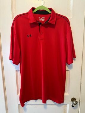Under Armour Men's Bright Red Polo with Black Accents